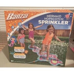 BANZAI Mermaid Hopscotch Sprinkler Hop Splash & Play Water Summer Kids - New!‎